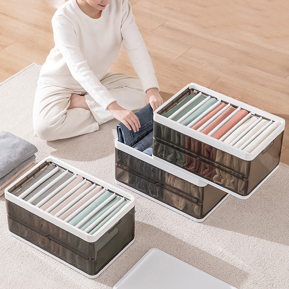 image 1 of Living and Home Clothes Storage Box Drawer with Lid | Black