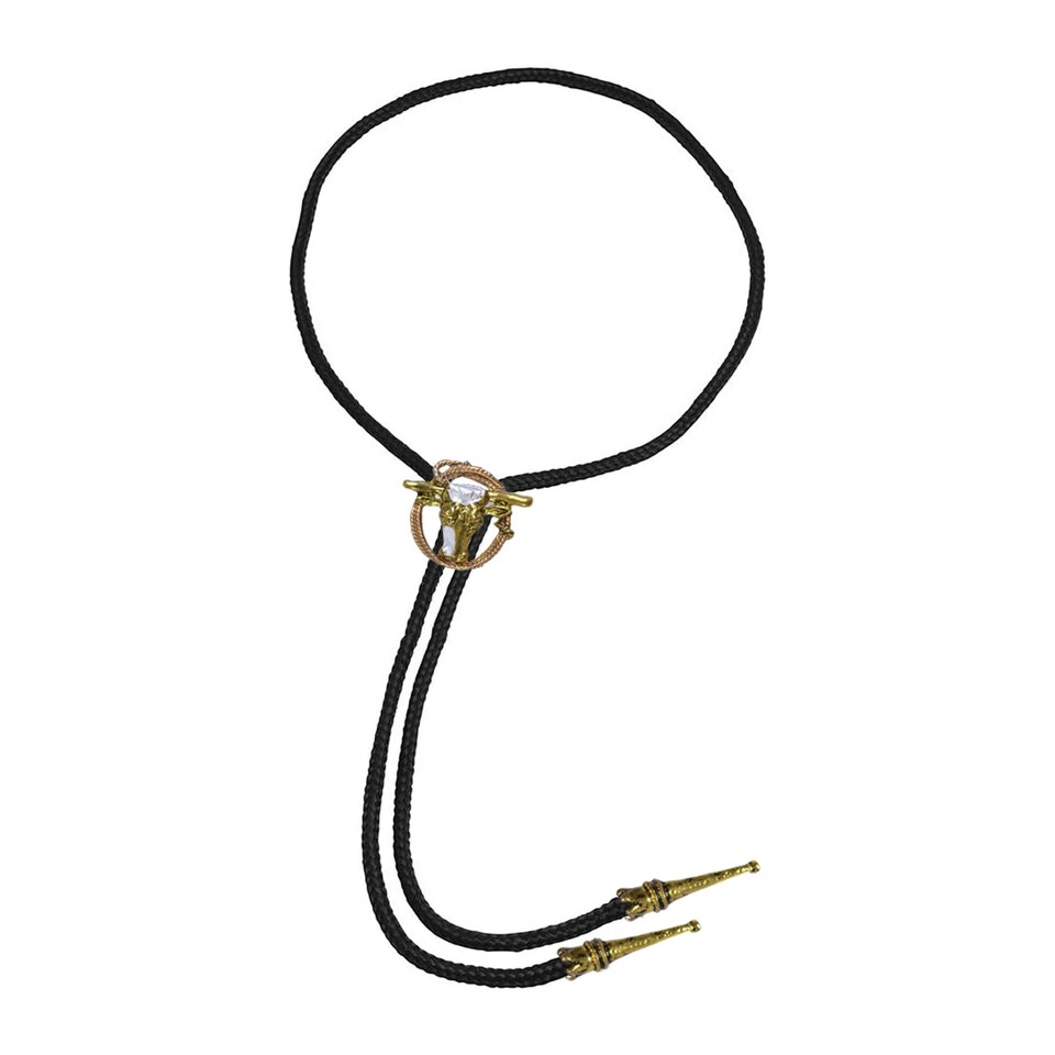 image 1 of Bristol Novelty Cowboy Bootlace Tie - Black/Brass - One Size One Size