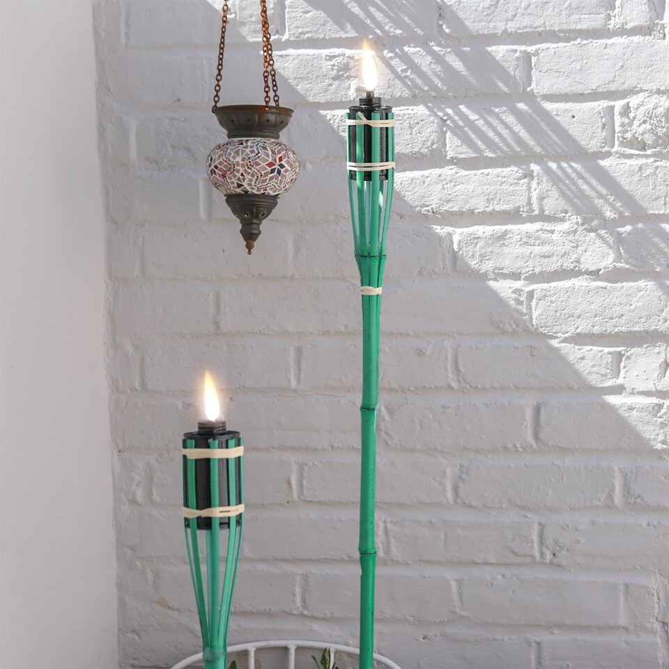 image 1 of Harbour Housewares Bamboo Garden Fire Torches - 60cm - Green - Pack of 6