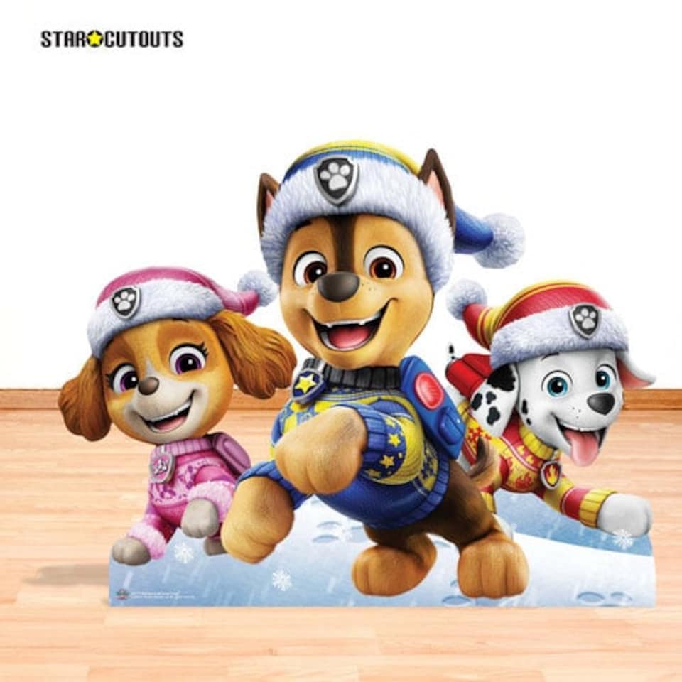 image 1 of Chase, Marshall and Skye Paw Patrol Christmas Group Lifesize Cardboard Cutout 95cm