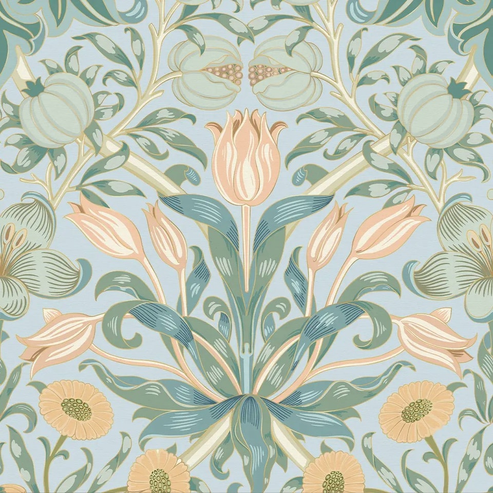 Sample of Pomegranate Grove Wallpaper in Blue Multi