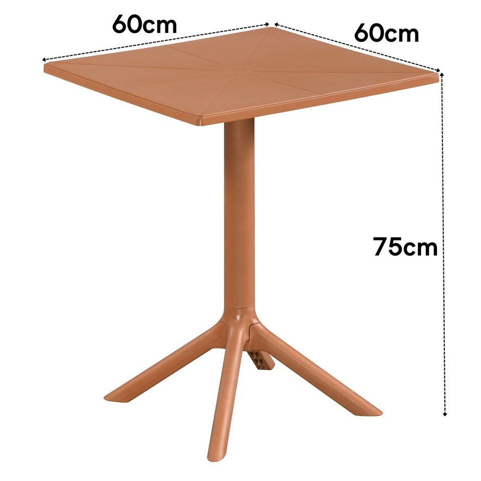 image 1 of Square Bistro Garden Table - Plastic - L60 X W60 X H75 cm - Terracotta - Flat Packed
