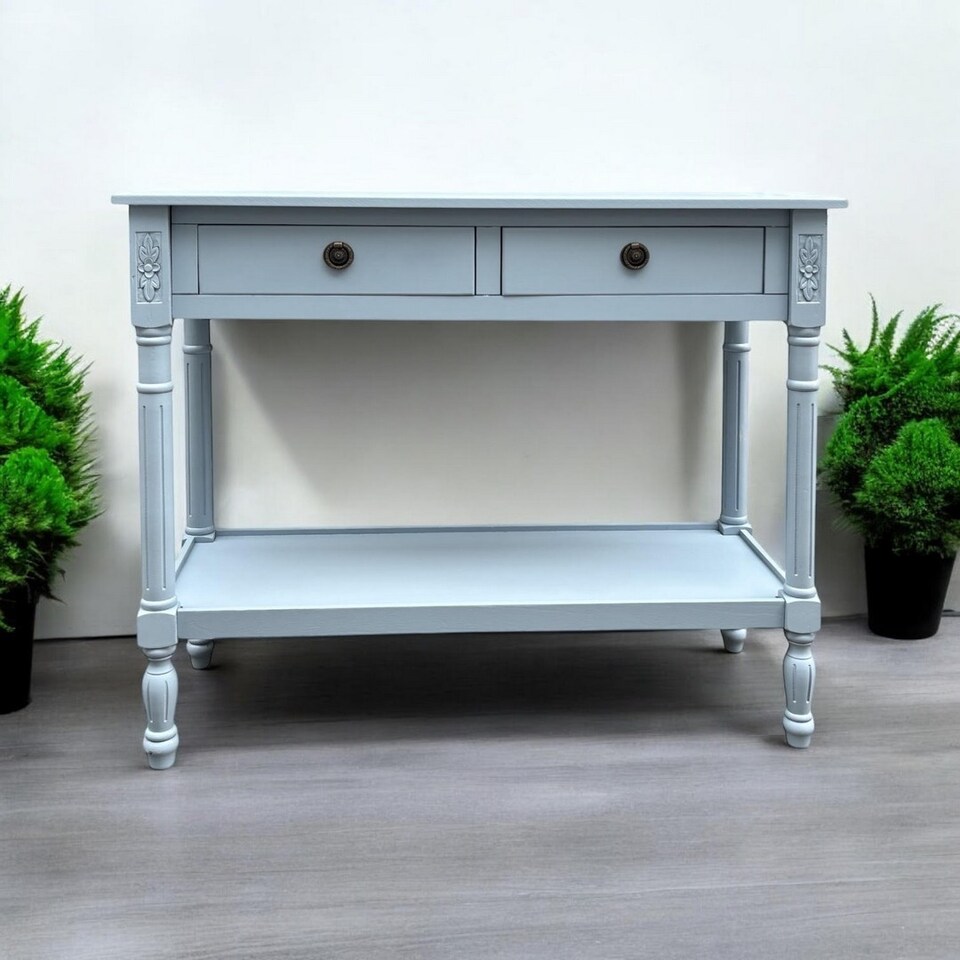 image 1 of 2 Drawers Side Table - L35 x W78 x H90 cm - Light Blue