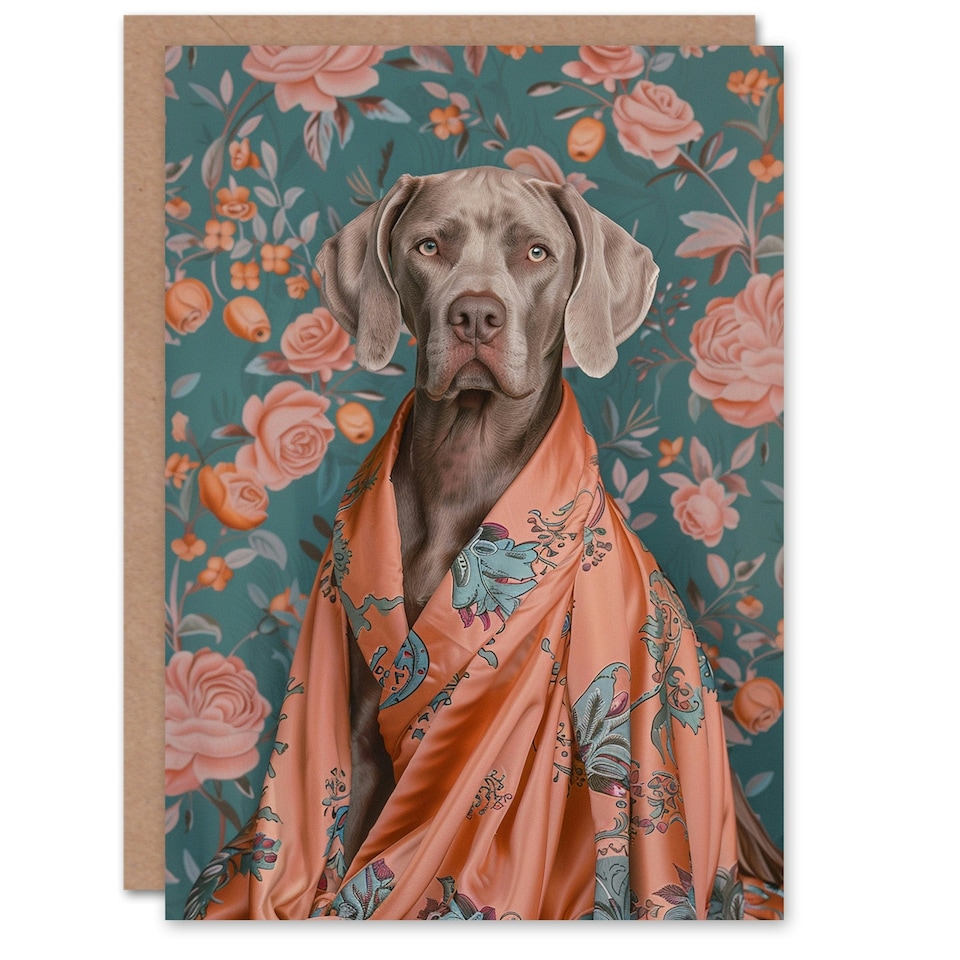 image 1 of German Weimaraner Dog Lover Floral Luxury Woman Her Birthday Card