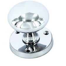 Securit Chrome Round Mortice Knobs (1 Pair) - Silver - One Size