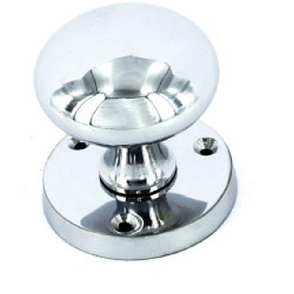 Securit Chrome Round Mortice Knobs (1 Pair) - Silver - One Size