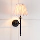 image 2 of Lille Matt Black Wall Light with Neutral Print Fabric Ikat Shade 20cm B22