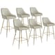 image 1 of Bar Stool Avane - with backrest, upholstered, velvet look - Set of 6 Cream | Gold
