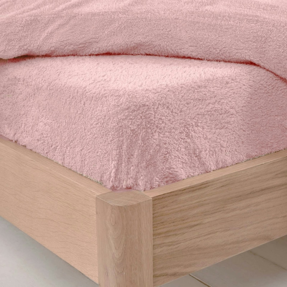 OHS 25cm Deep Fitted Soft Teddy Fleece Thermal Warm Bed Sheet, Single - Blush Pink