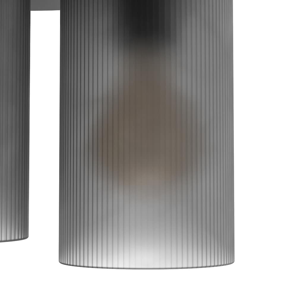 image 1 of EGLO Colomera Black Glass & Steel Flush Mount Ceiling Light