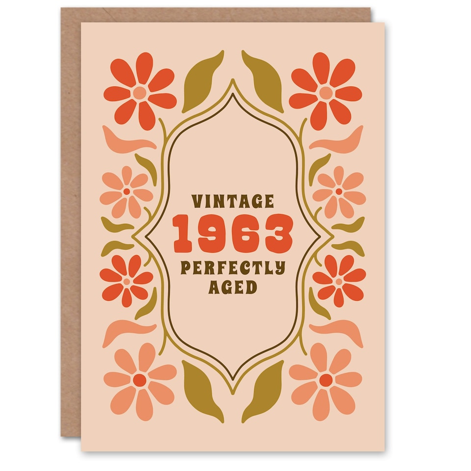 image 1 of Vintage Year Floral Flowers Her Born 1963 Aged 62 Years Old 62nd Birthday Card
