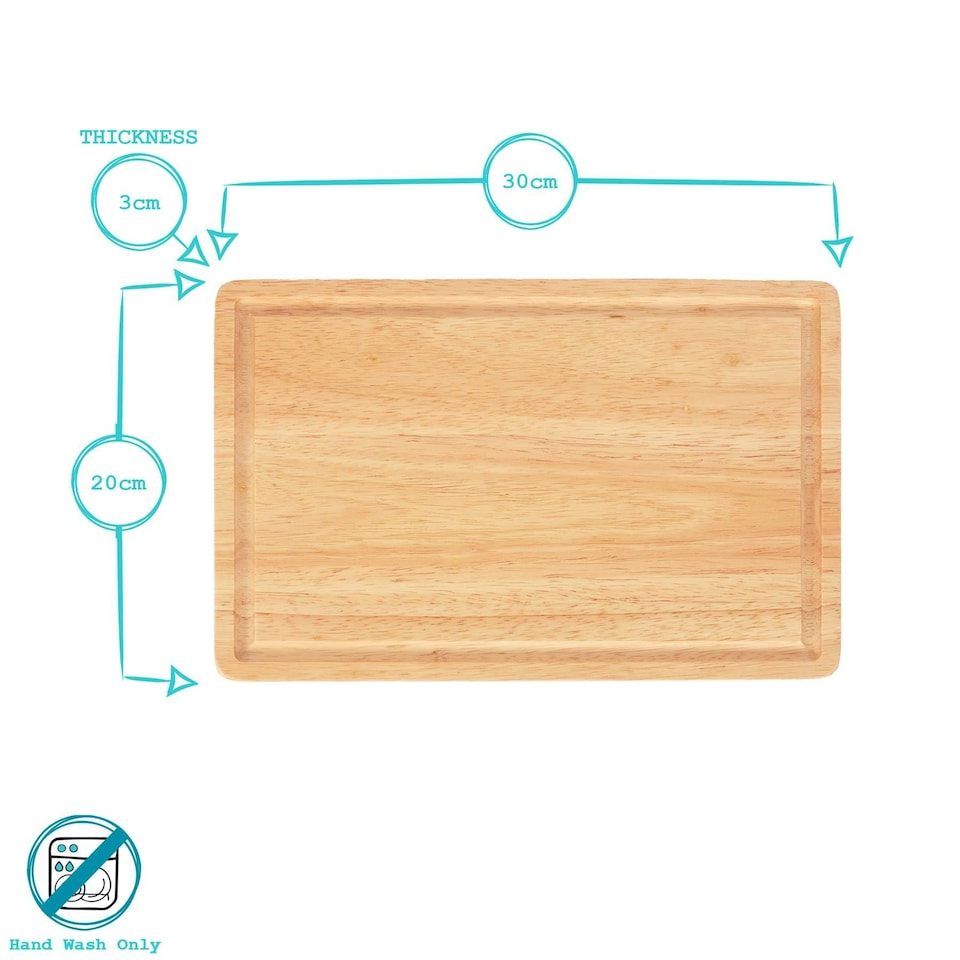 image 1 of Argon Tableware Wooden Butchers Block Chopping Board - 30cm x 20cm Brown