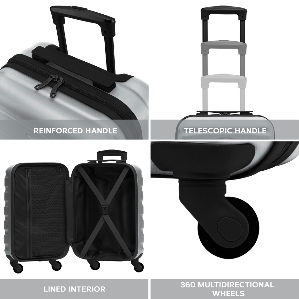 image 1 of Flight Knight 25" 4 Wheel ABS Hard Case Medium Suitcase 100+ Airlines Approved - easyJet, British Airways, Ryanair, Jet2, Emirates & Many More - Check-in | Cream | Cream/Black | Medium