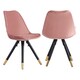 image 1 of Set of 2 Sofia Ergonomic Modern Dining Chairs Upholstered in Velvet, Metal Legs with Gold End Tips Pink