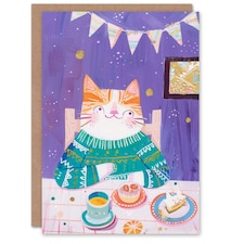 Cute Ginger Tabby Cat Lover Cake Party Child Kids Birthday Card