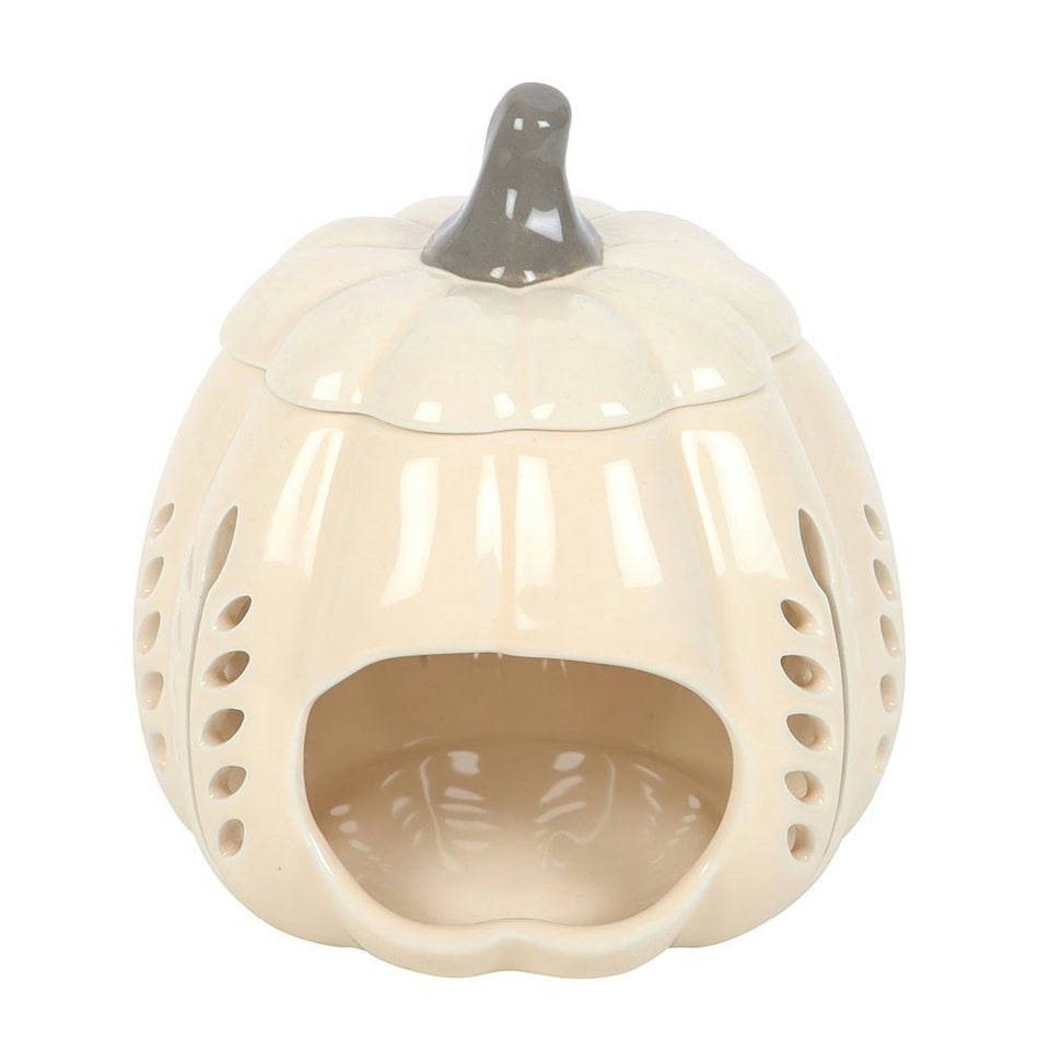 image 1 of Cream Leaf Cut Out Pumpkin Oil Burner and Wax Warmer Multi