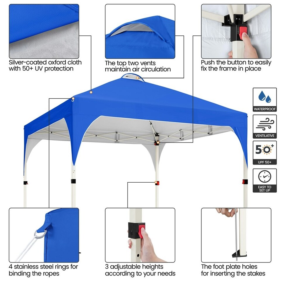 image 1 of Yaheetech 300 cm  × 300 cm Portable Instant Heavy-Duty Canopy Blue