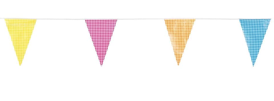 image 1 of Gingham Multi Colour Mix Party Bunting 10m with 20 Pennants