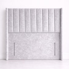 Superking 6FT Floorstand Crush Velvet Silver Panel Wing Headboard 54inch