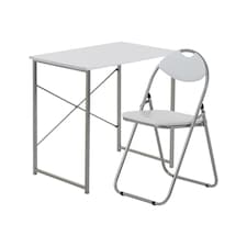 Harbour Housewares Industrial Office Desk & Chair Set - White/White | White | White/White