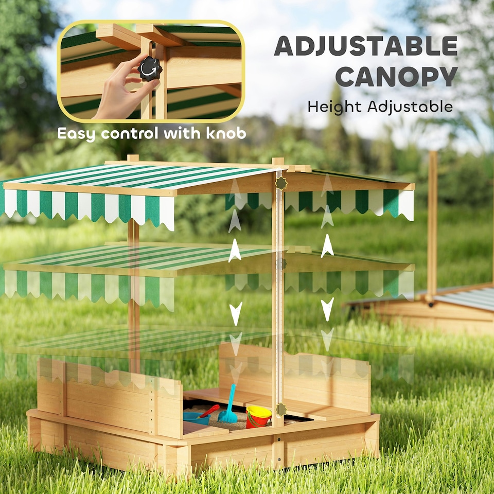 image 1 of Outsunny Kids Square Wooden Sandpit, Children Sandbox Outdoor Playset