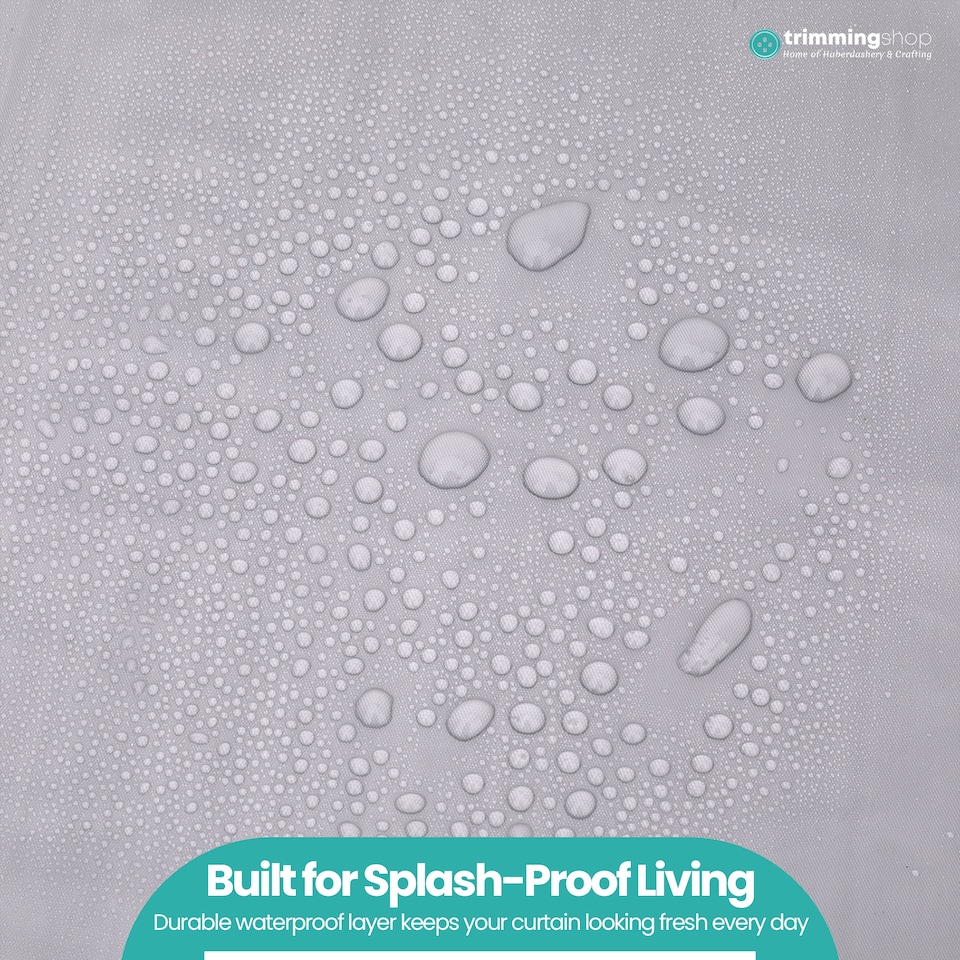 image 1 of PEVA Plain Mould & Mildew Resistant Shower Curtain with 12 Hooks - 180x180cm