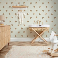 The Bear Wallpaper in Soft Sage Multi