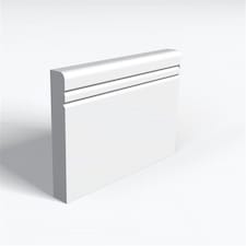 Pack of 10 (Total 10 Units) - MDF Primed Pencil Round 2 V Groove Skirting Board - 18mm (T) x 119mm (H) x 3050mm (L)