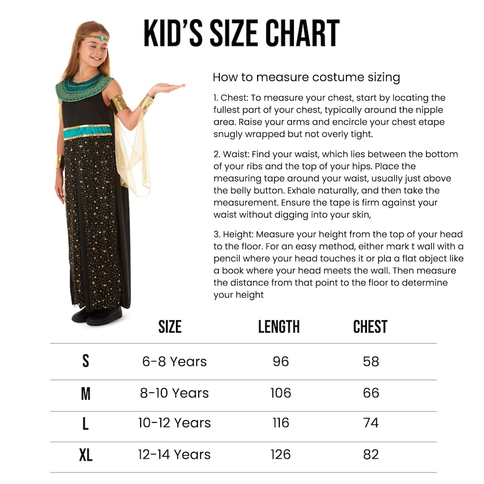 image 1 of Girls Cleopatra Costume Ancient Egyptian Fancy Dress Kids Childrens Outfit Medium 8-10 Years