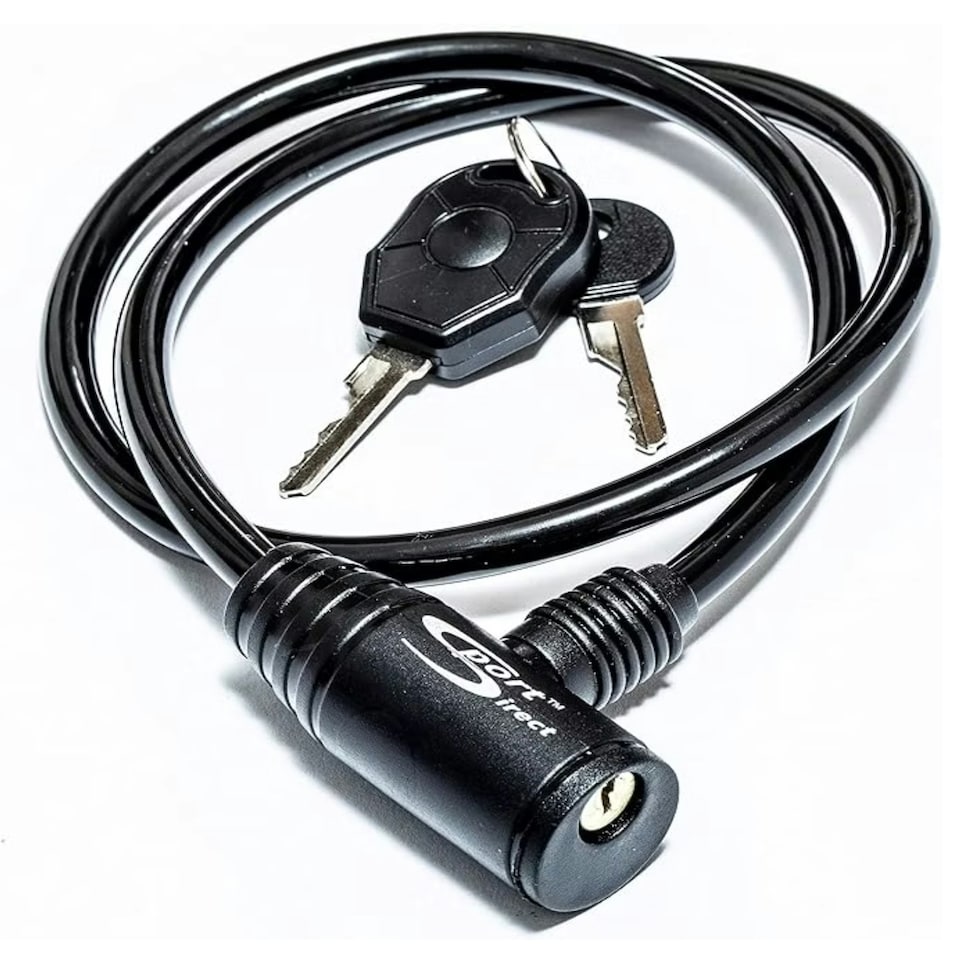 image 1 of Sport Direct 6mm x 76cm Bike Cable Lock With LED Key | Black