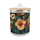 image 8 of Dark Hibiscus Compost Caddy - Metal 2L Decorative Kitchen Food Waste Bin