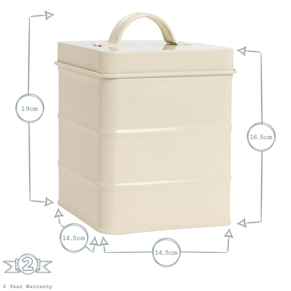 image 1 of Harbour Housewares Cream Vintage Metal Kitchen Biscuit Tin Kitchen Caddy Kitchen Storage Containers Canister
