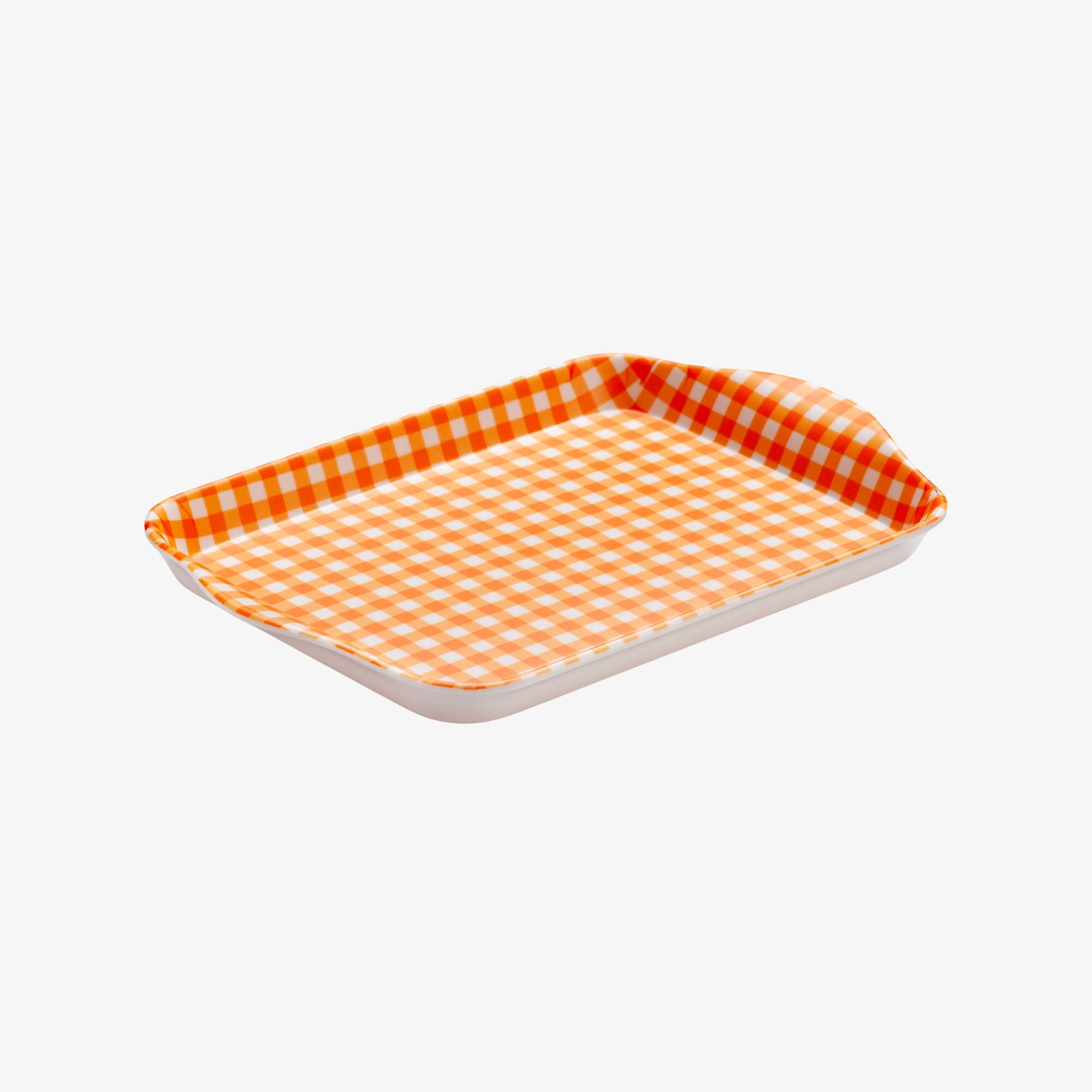 Zeal Melamine Mini Tray, Gingham Pattern, 18 x 14 cm, Orange