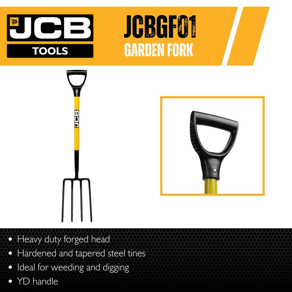image 1 of JCB 4 Prong Professional Garden Fork, 195 x 290mm JCBGF01