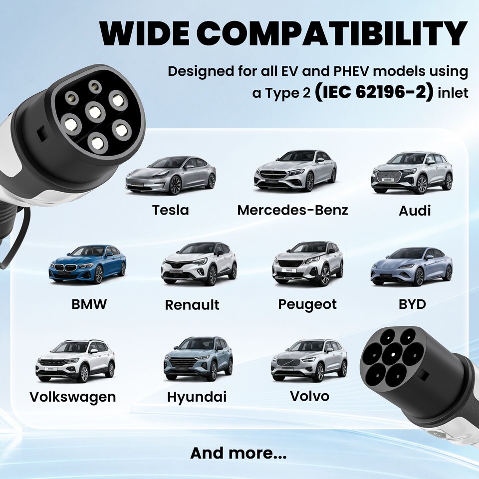 image 1 of HOMCOM Type 2 EV Charging Cable, 22kW, 32A, Mode 3, 3-Phase, 10m