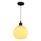 image 2 of First Choice Lighting Set of 2 Betchley White Ribbed Glass Globe with Black Pendant Fittings Black | White