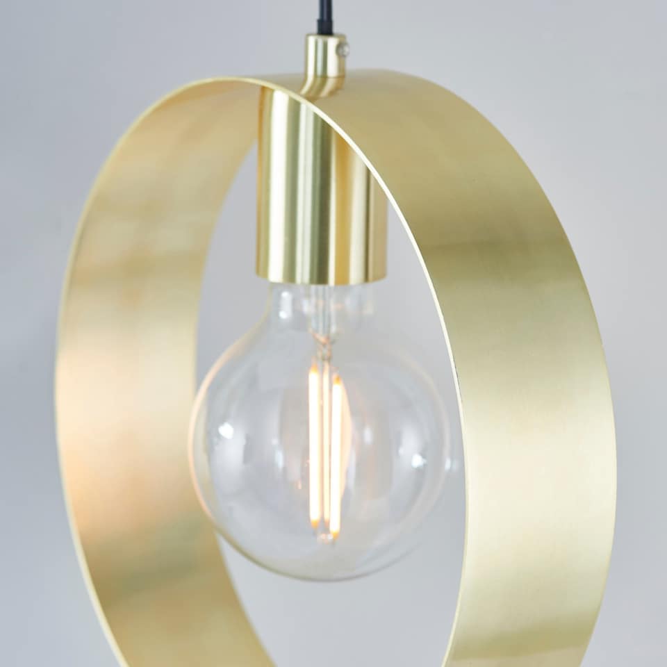 image 1 of Hoop 1 Light Ceiling Pendant Brushed Brass, E27