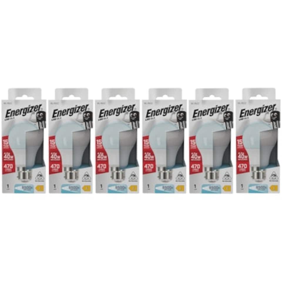 image 1 of Energizer LED GLS B22 470lm 4.2W 6500K (Daylight) Light Bulb - Pack of 6