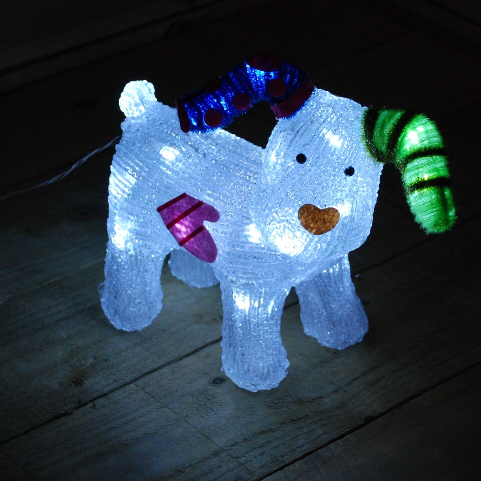 image 1 of 31cm The Snowman Acrylic Snowdog Christmas Decoration with 24 Ice White LEDs