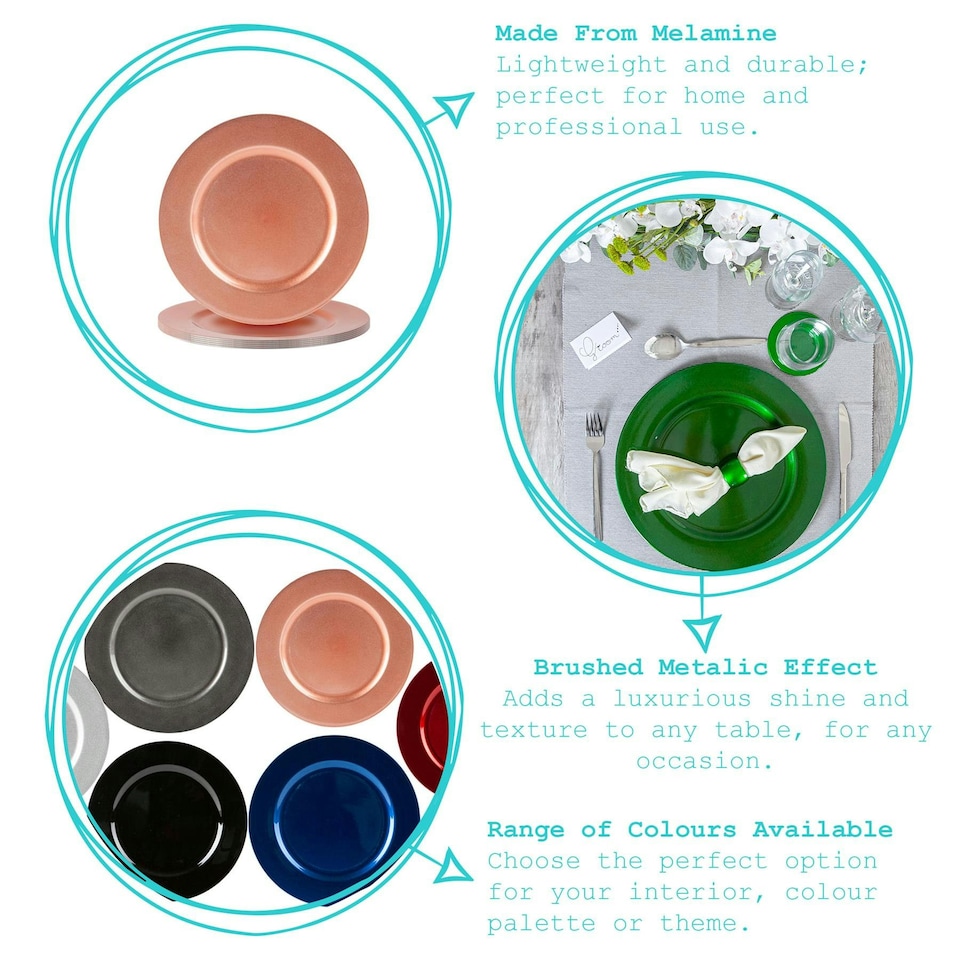 image 1 of Argon Tableware 12 Piece Metallic Charger Plates Set - Green