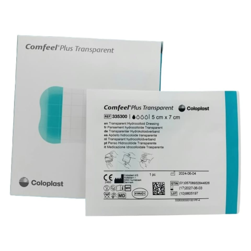 image 1 of Comfeel Plus Transparent 5cm x 7cm Hydrocolloid Dressings - Box of 10