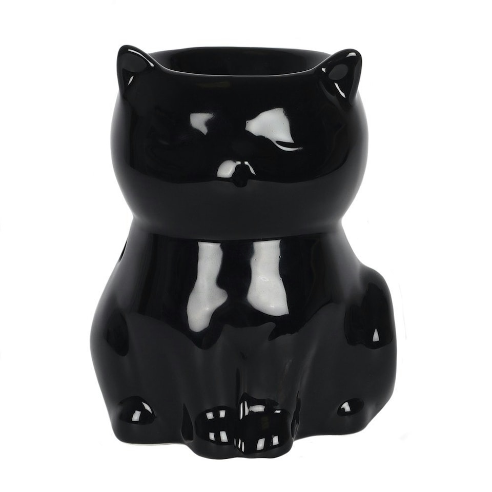 image 1 of Something Different Cat-Shaped Oil Burner - Black - One Size