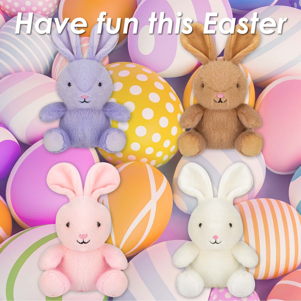 image 1 of vfm-estore Easter Bunny Soft Toy Pack of 4 - 19cm x 11cm Multicolour