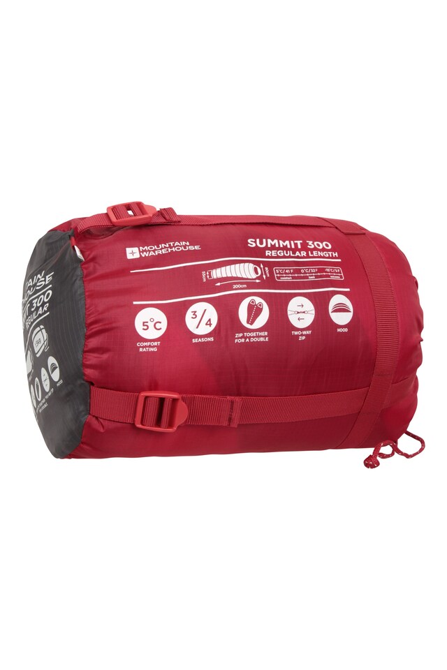 image 1 of Mountain Warehouse Summit 300 Mummy Sleeping Bag Insulated 3 Season Camping Hiking Bed
