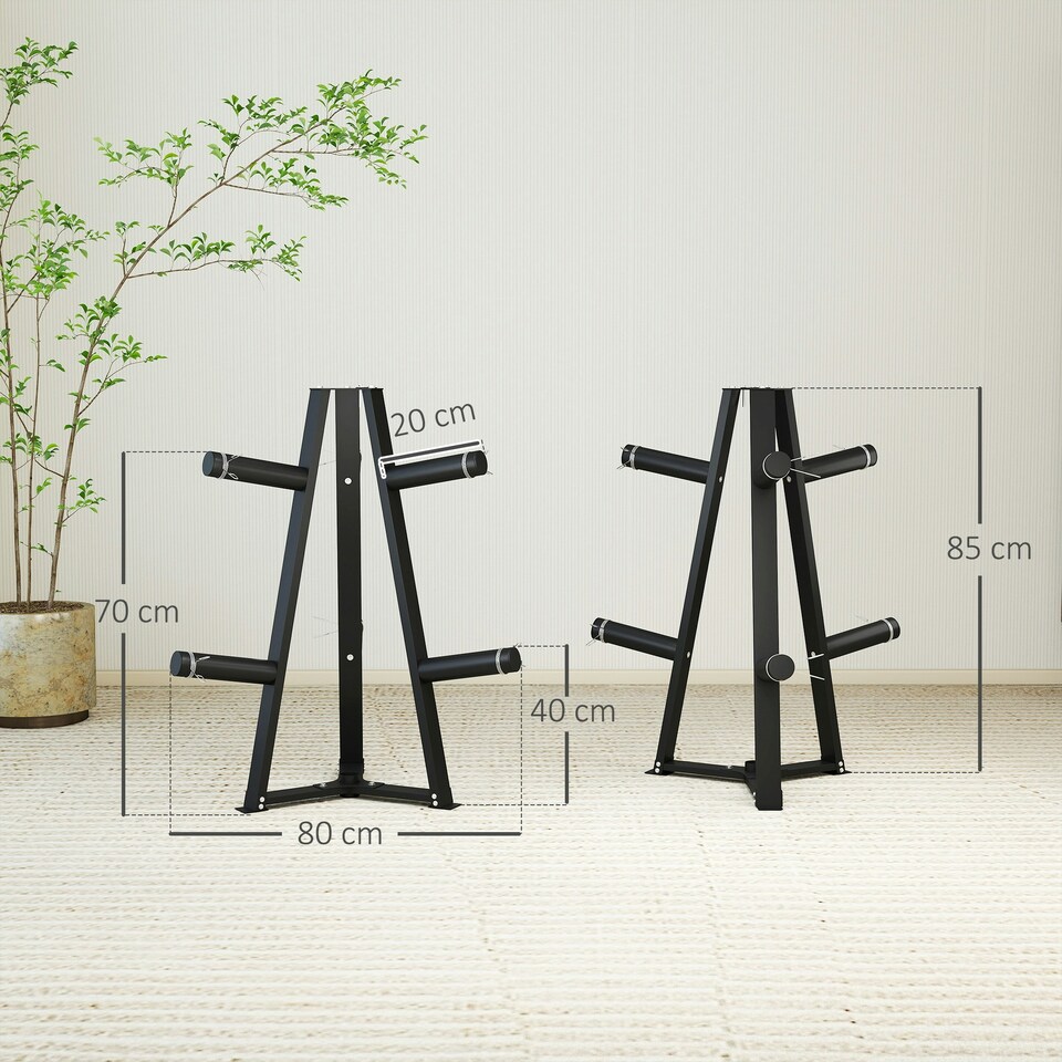 image 1 of SPORTNOW Weight Plate Storage Rack with 6 Fasten Clamps, Max Load 300kg