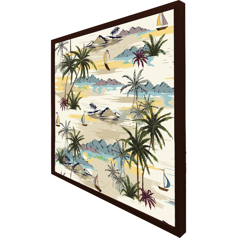 image 1 of Palm & sailboats (Picture Frame) Brown | M
