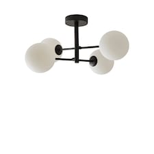 ValueLights Darla Black Opaque Globe Bathroom Ceiling Light & Bulbs | Black