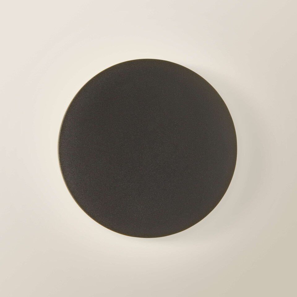 image 1 of ValueLights Chad Black Backlit Circle IP65 LED Outdoor Wall Light | Black