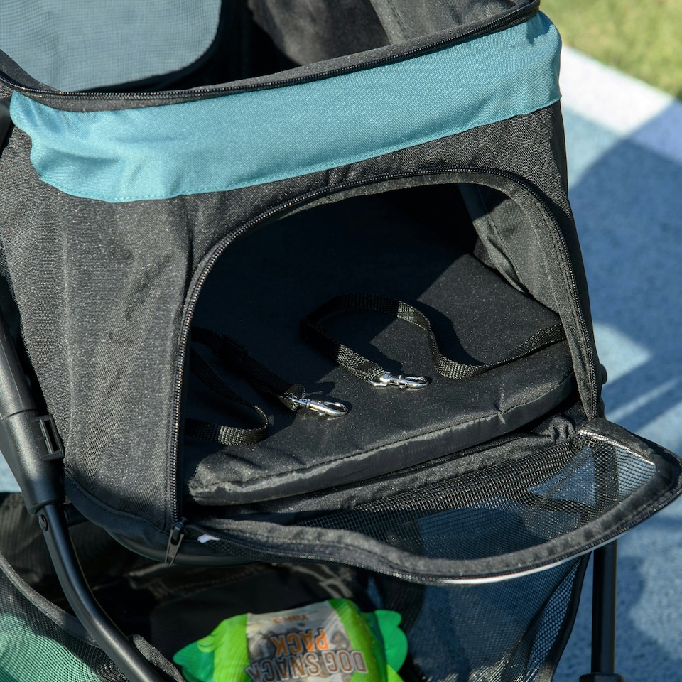 image 1 of PawHut Dog Stroller for XS Dogs, S Dogs, Cats with Rain Cover - Dark Green