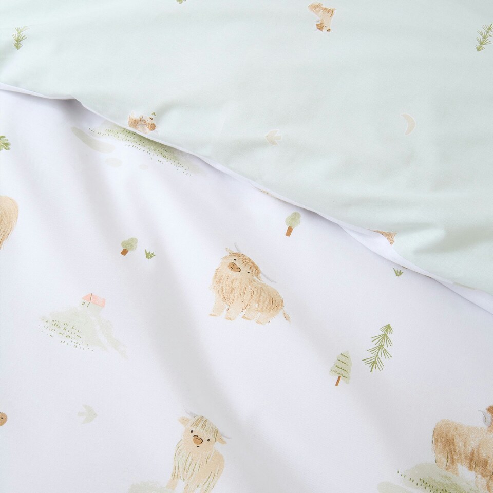 image 1 of Bianca Mini Moo Cow Reversible Cotton Duvet Cover Set White White | Single